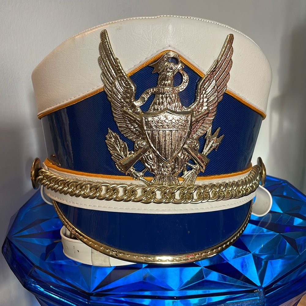 DeMoulin L 42 Hat Marching Band Costume Blue Gold Festival Halloween Ring Leader